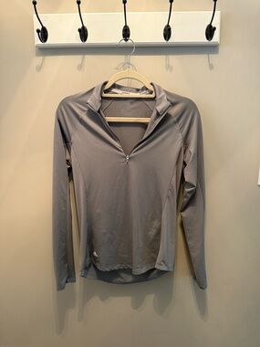 adidas Gray Long-Sleeve Quarter-Zip Performance Tee